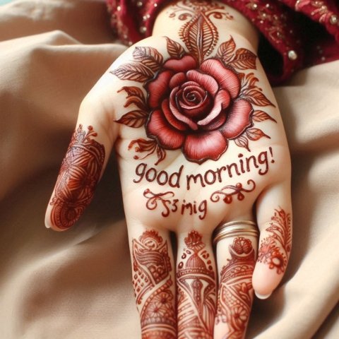 Good Morning Message written with Hennah on hand