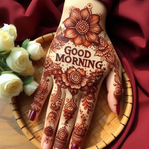 Good Morning Message written with Hennah on hand