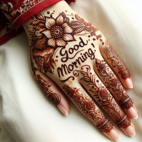 Good Morning Message written with Hennah on hand