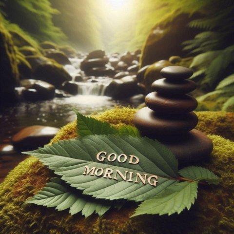 green leaf with good morning message